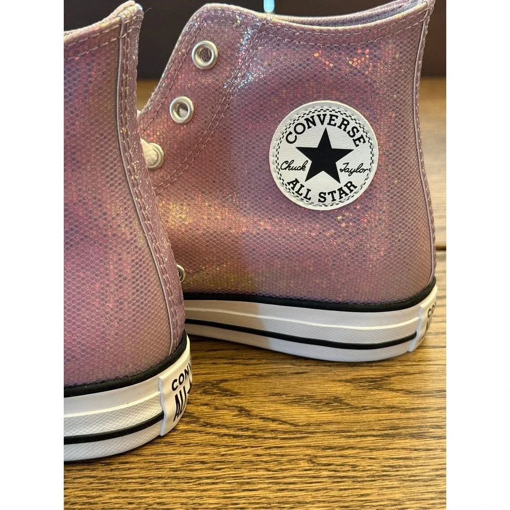 Converse Chuck Taylor All Star High Top Pink Glitter Sneakers Kids Size 6